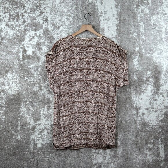 Maeve Dress Small Womens Anthropologie Brown Silk Kimono Boxy Boho Art - Picture 2 of 8